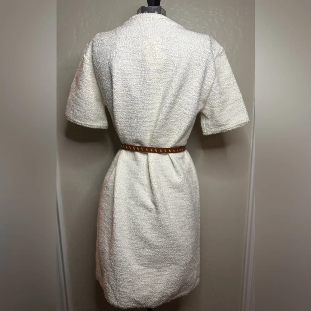 Zara Ivory Structured Jacquard Mini Dress with Raw Hem - NWOT - Picture 8 of 16